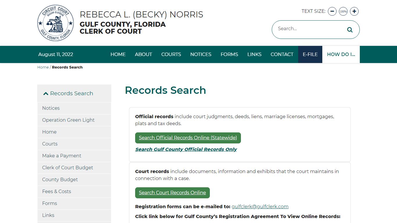 Records Search | Gulf County Clerk of Courts